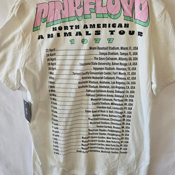 Pink Floyd Retro Shirt Reproduction 1977 Concert Tee White Medium - Picture 4 of 7